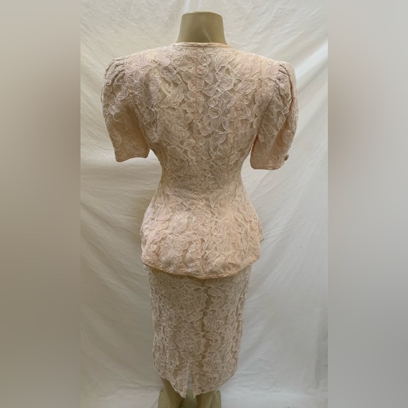 VTG Barbara Chodos For Michael Marcella Size 6 Pink Floral Lace 2pc Skirt Set - Picture 6 of 15